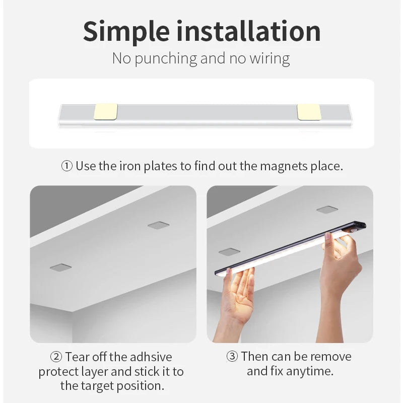 Motion Sensor LED Cabinet Light – USB Rechargeable