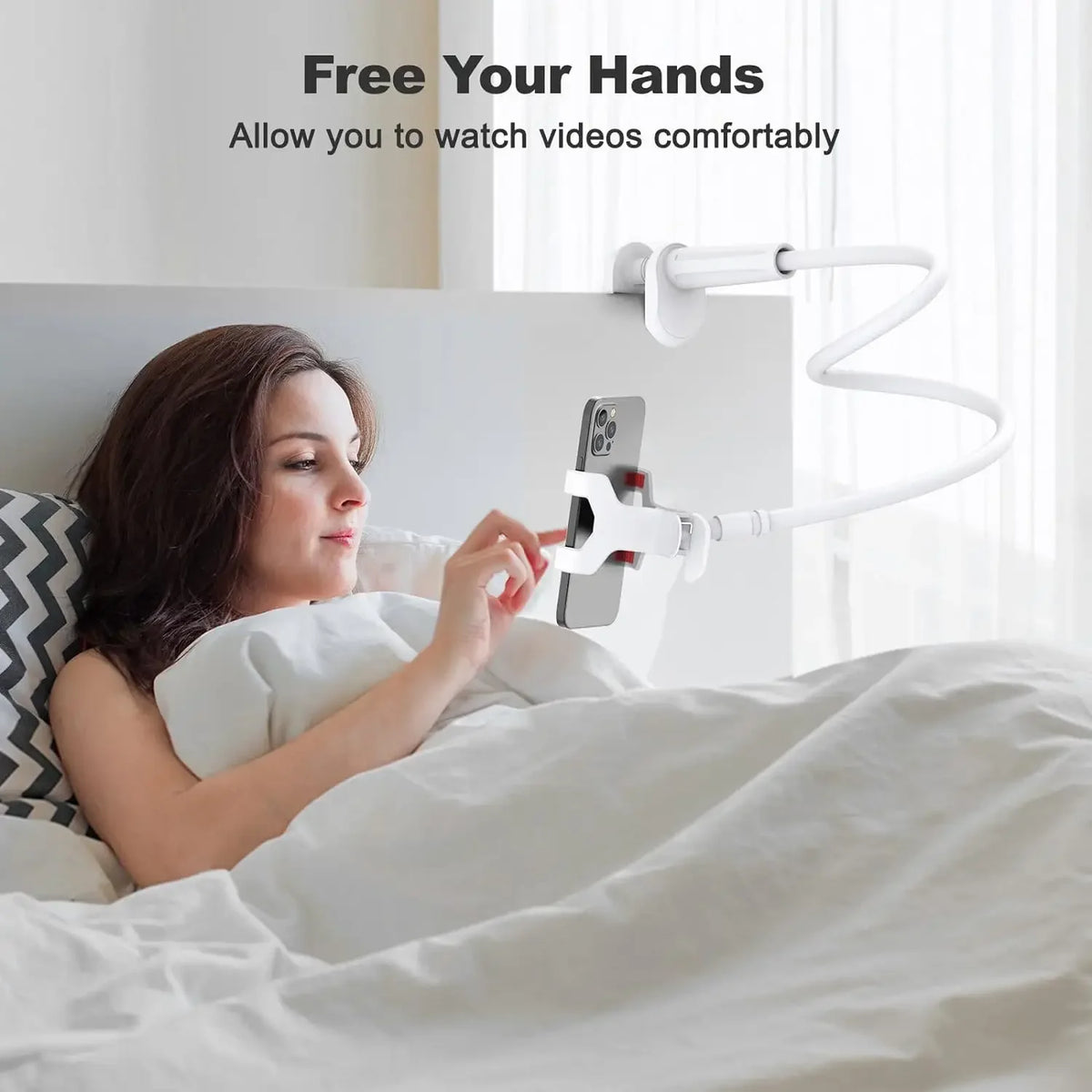 Smartlyo adjustable 360° rotating lazy phone holder with clamp, featuring a versatile design for hands-free device use.