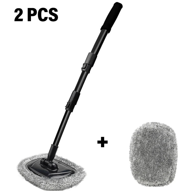 Smartlyo retractable bent bar car wash brush with adjustable handle and soft bristles for easy vehicle cleaning