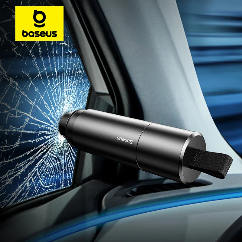 Smartlyo Baseus Car Window Glass Breaker Safety Hammer with durable handle and pointed tip for emergency rescue.