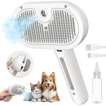 3 in 1 Steam Cat Brush Self-Cleaning Grooming Tool